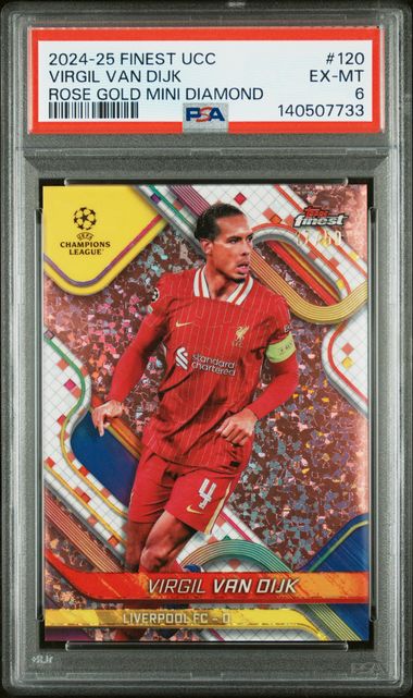 Topps Virgil Van Dijk 17/50 Rose Gold Diamond 2024/25 Finest UCC PSA 6