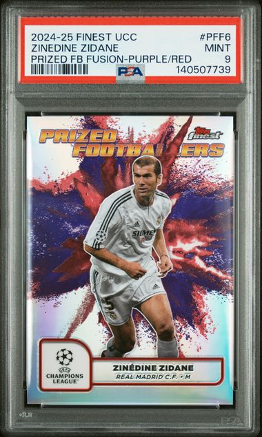 Topps Zinedine Zidane Prized Footballers Fusion Purple/Red 2024/25 Finest UCC PSA 9