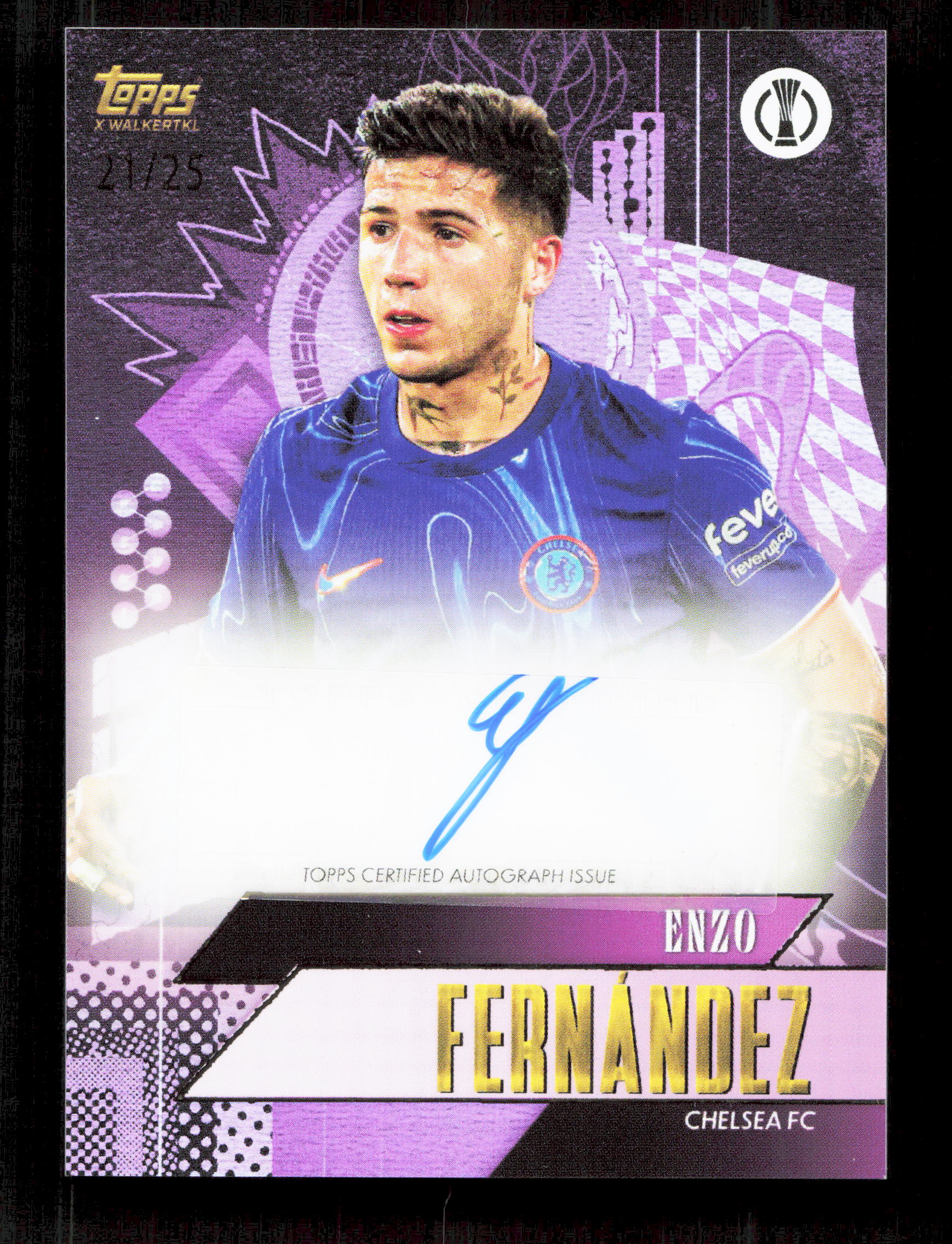 Topps Enzo Fernandez Purple Current Stars Autograph Card /25 Gold UEFA