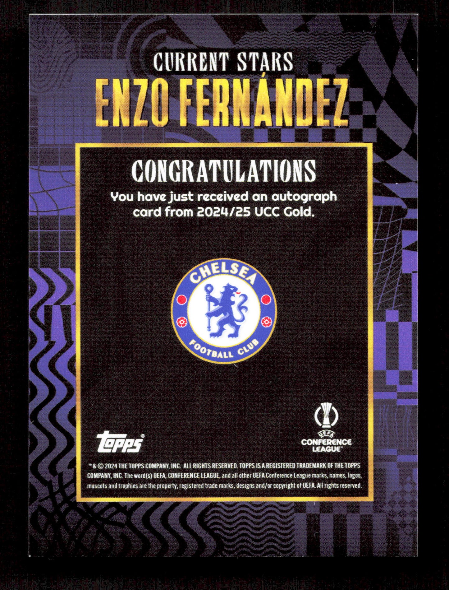 Topps Enzo Fernandez Purple Current Stars Autograph Card /25 Gold UEFA Club Competitons 2025-26