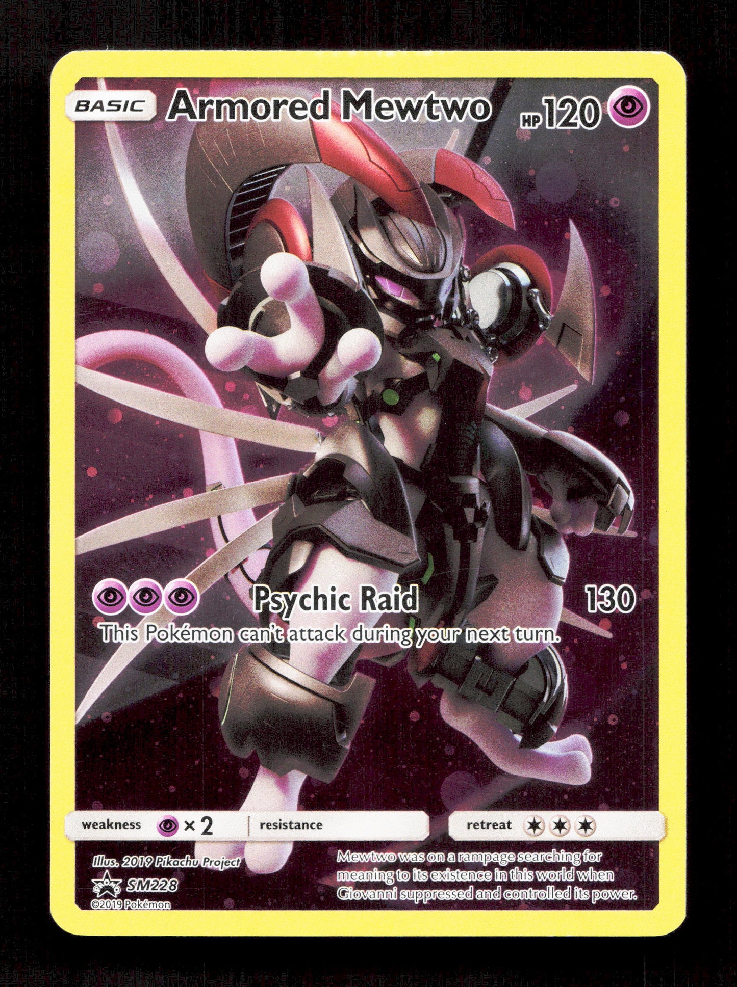Pokemon Armored Mewtwo SM228 Full Art 2019 Black Star Promo