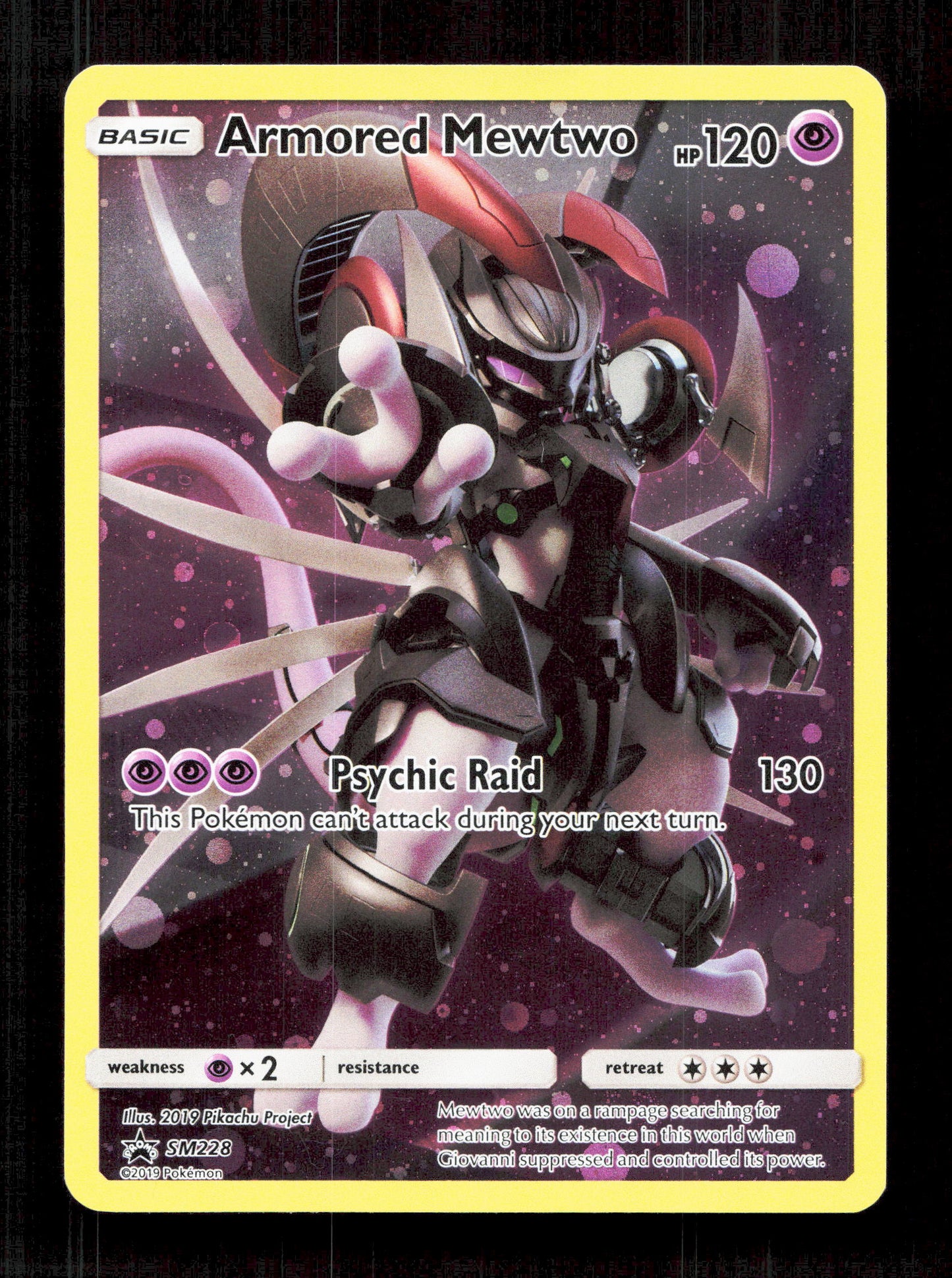 Pokemon Armored Mewtwo SM228 Full Art 2019 Black Star Promo
