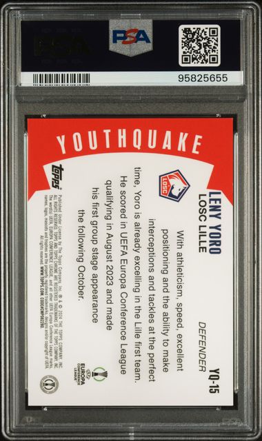 Topps Leny Yoro Youthquake Gold Refractor 03/50 2023/24 Chrome UCC PSA 9
