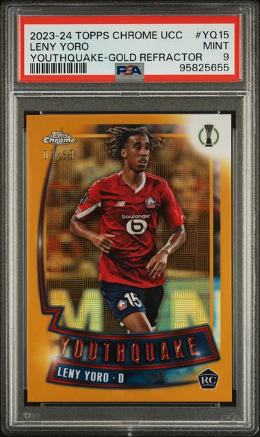 Topps Leny Yoro Youthquake Gold Refractor 03/50 2023/24 Chrome UCC PSA 9