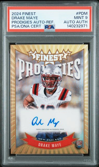 Topps Drake Maye Prodigies Autograph Refractor #PDM 2024 Finest NFL PSA 9