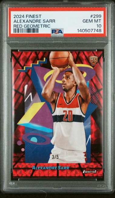 Topps Alexandre Sarr 3/5 Red Geometric #299 2024 Finest PSA 10