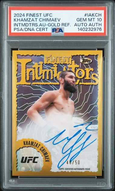 Topps Khamzat Chimaev Intimidators Autograph Gold Refractor 40/50 2024 Finest UFC PSA 10