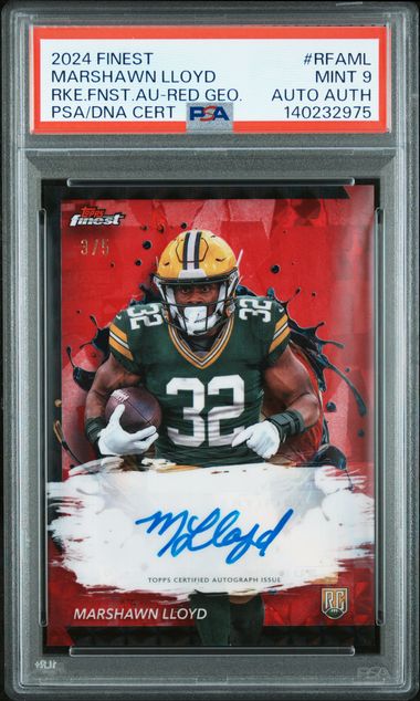 Topps Marshawn Lloyd 3/5 Red Geometric Autograph Rookie #RFAML 2024 Finest NFL PSA 9