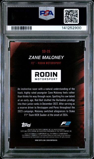 Topps Zane Maloney Speed Demon #SD-25 Orange 10/25 2024 Chrome Formula 1 Logofractor PSA 9