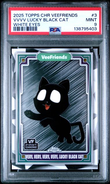 Topps Very, Very, Very, Very, Lucky Black Cat White Eyes #3 2023 Chrome Veefriends Super Stickers PSA 9