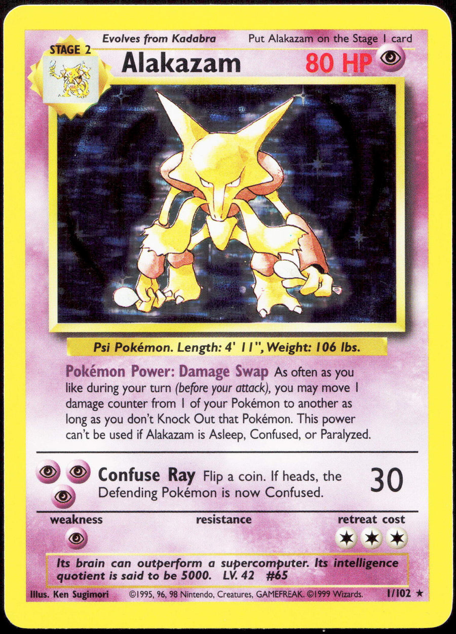 Pokemon Alakazam 1/102 Holo 1999 Base Set