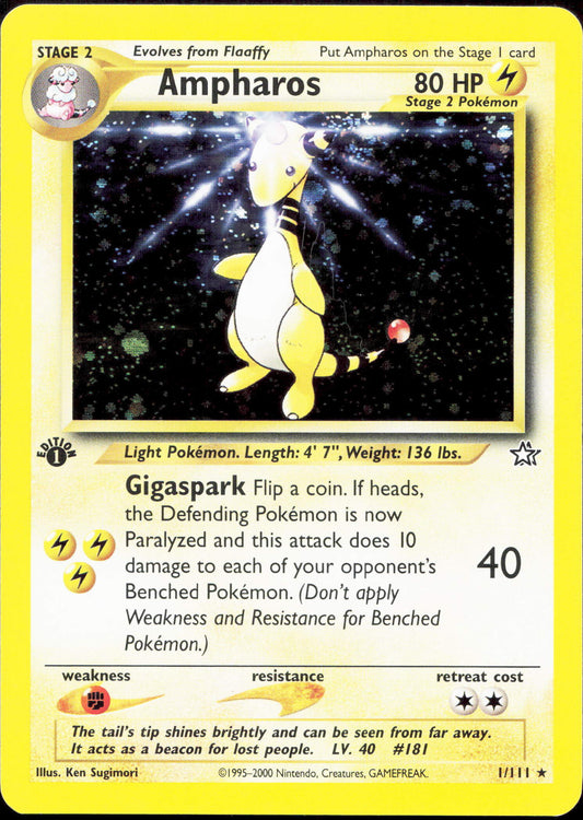 Pokemon Ampharos 1/111 Holo 1st Edition 2000 Neo Genesis