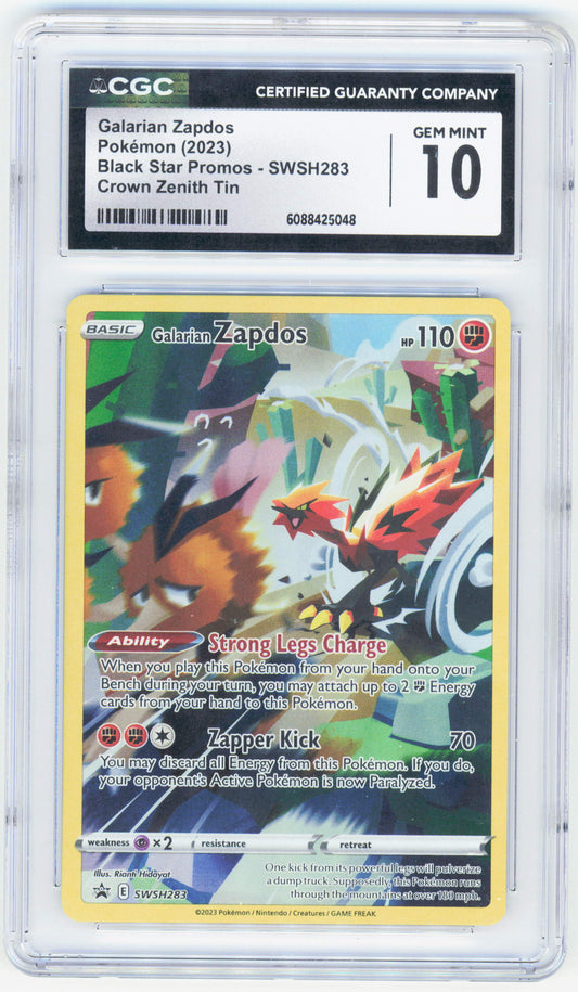 Pokemon Galarian Zapdos SWSH283 Full Art 2023 Black Star Promo CGC 10