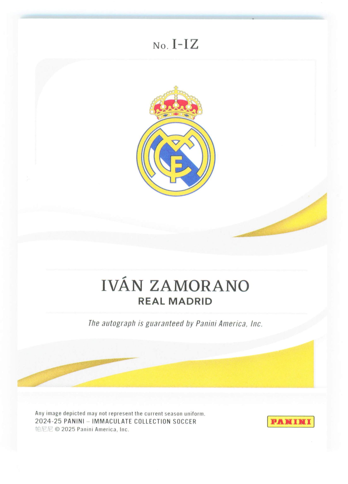 Panini Ivan Zamorano Autograph 06/25 Ink I-IZ Immaculate Collection Soccer 2025
