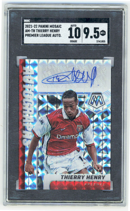 Panini Thierry Henry Autograph AM-TH 2021-22 Mosaic Premier League SGC 9.5