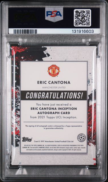 Topps Eric Cantona 20/49 Autograph Blue Legacy 202 Inception UCL PSA 10