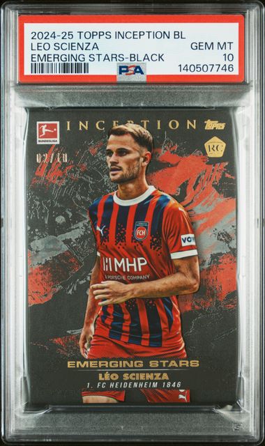 Topps Leo Scienza Emerging Stars 02/10 RC 2024-25 Inception Bundesliga PSA 10