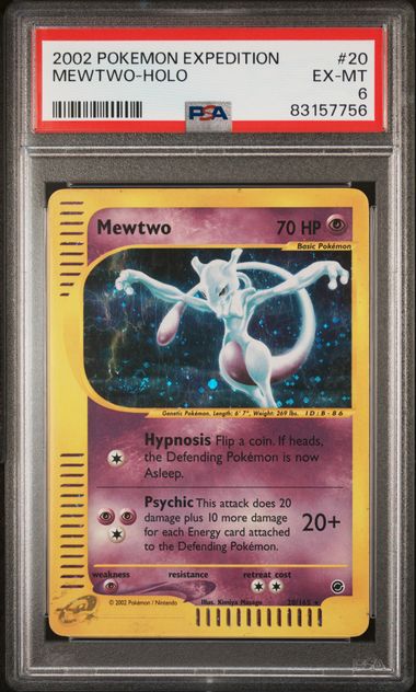 Pokemon Mewtwo 20/165 Holo 2002 Expedition PSA 6