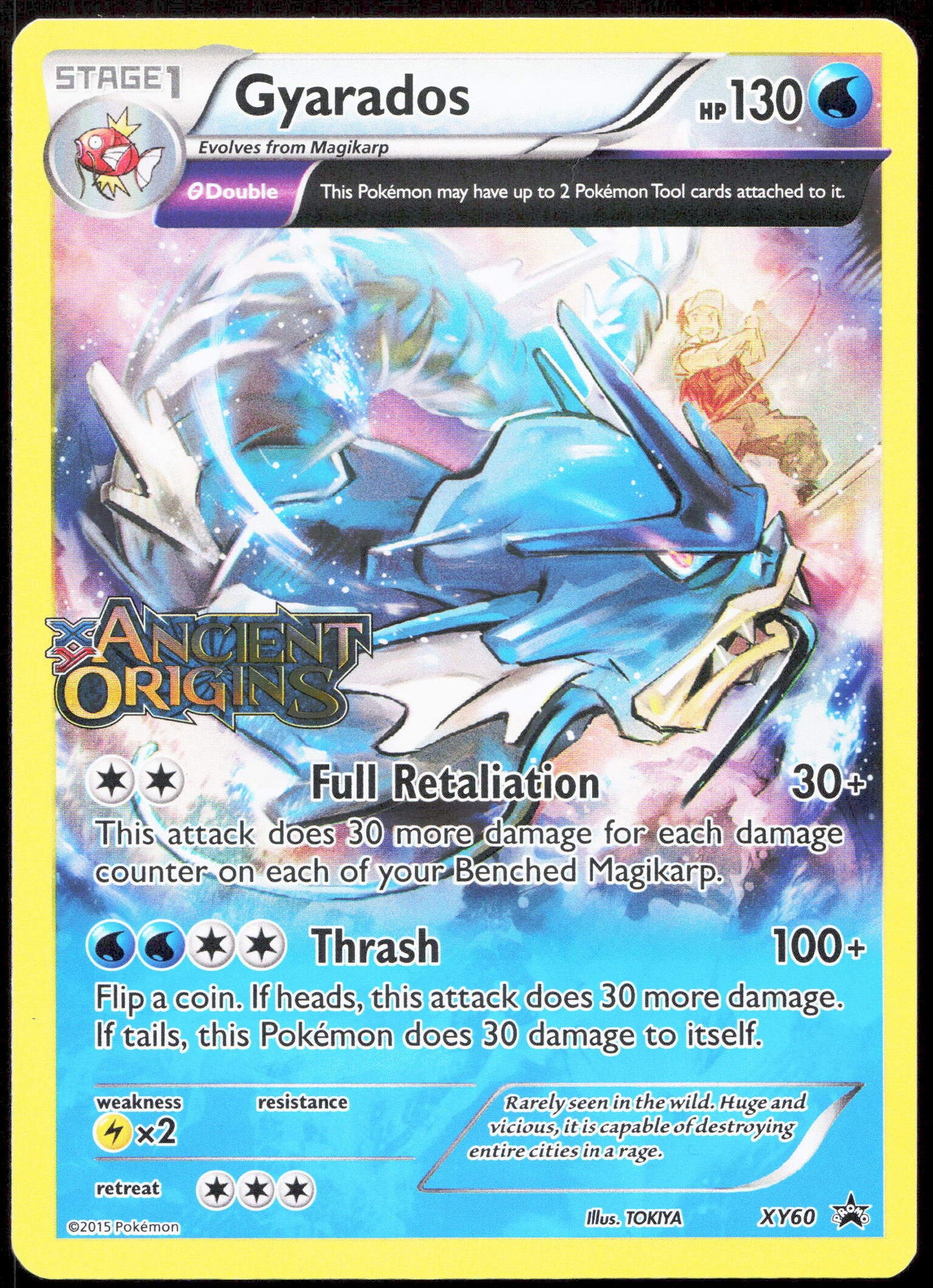 Pokemon Gyarados XY60 Holo Ancient Origins Stamp 2015 Prerelease Black Star Promo