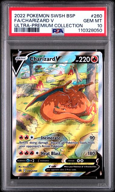 Pokemon Charizard V SWSH260 Full Art 2022 Ultra Premium Collection Black Star Promo PSA 10