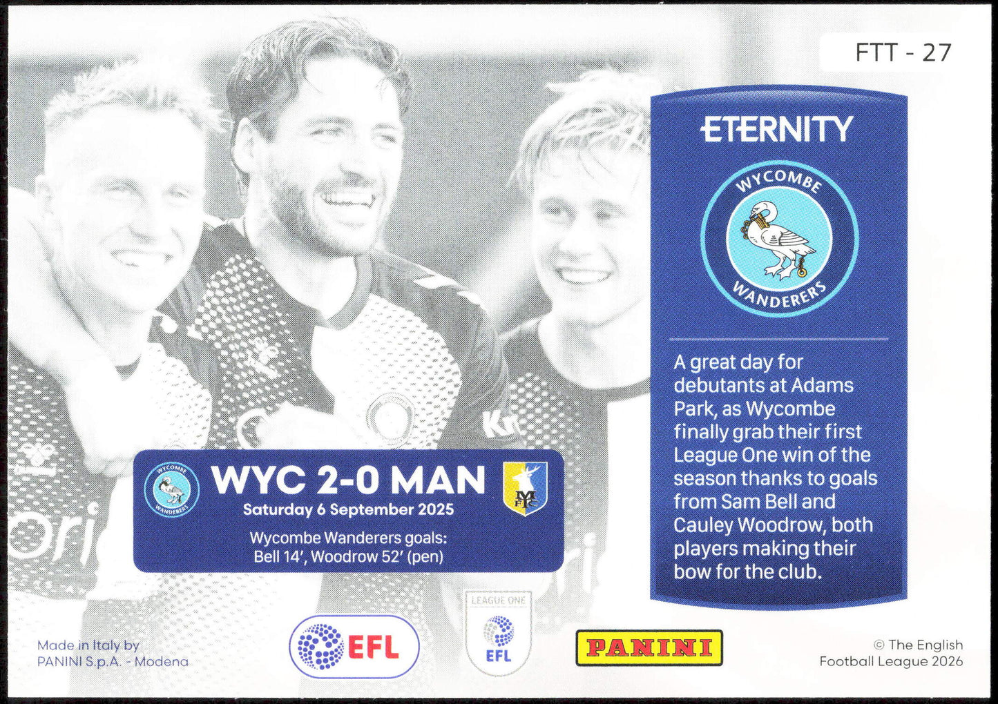 Panini Wycombe Wanderers For The Team Red 08/10 FTT-27 Eternity 2026