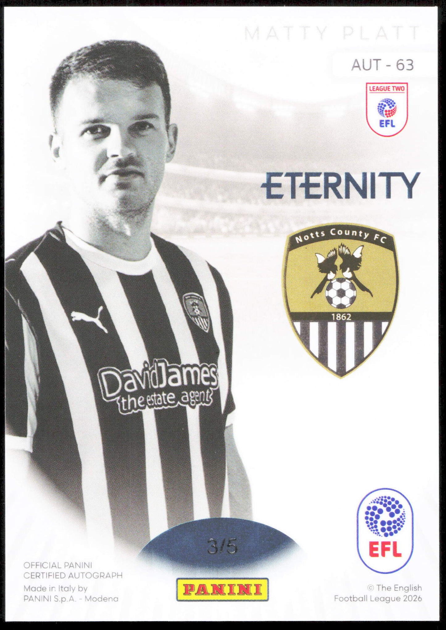 Panini Matty Platt Autograph Yellow 3/5 AUT-63 Eternity 2026