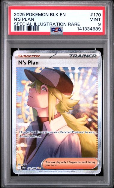 Pokemon N's Plan 170/086 Special Illustration Rare 2025 Black Bolt PSA 9