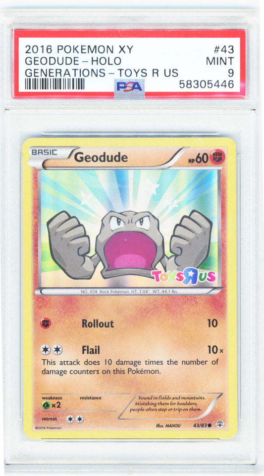 Pokemon Geodude 43/83 Holo Toys R Us Stamp 2016 Generations PSA 9