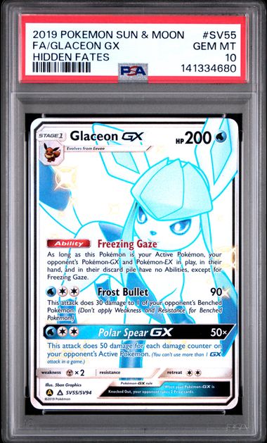 Pokemon Glaceon GX SV55/SV94 Full Art 2019 Hidden Fates PSA 10