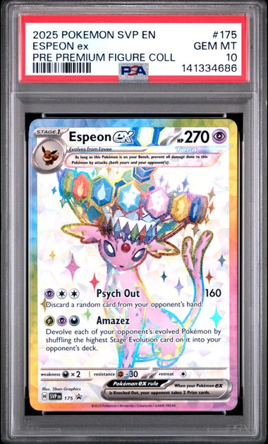 Pokemon Espeon EX 175 Full Art 2025 Prismatic Evolutions Premium Figure Collection Black Star Promo PSA 10