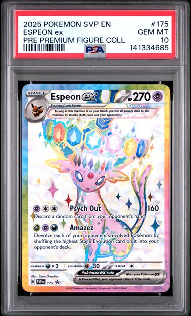 Pokemon Espeon EX 175 Full Art 2025 Prismatic Evolutions Premium Figure Collection Black Star Promo PSA 10