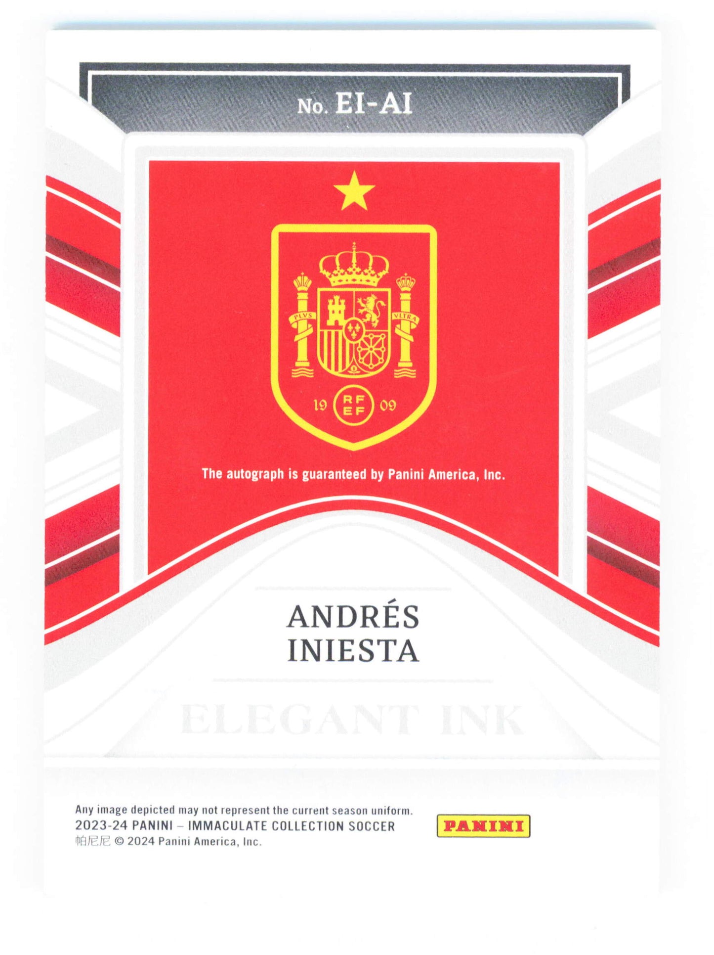 Panini Andres Iniesta Autograph 17/25 Elegant Ink EI-AI  Immaculate Collection 2024