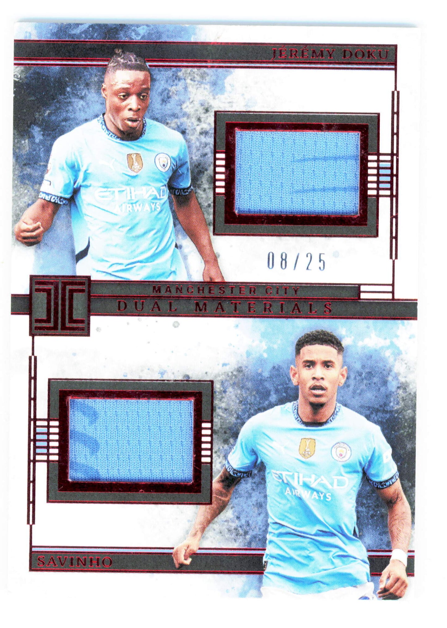 Panini Jeremy Doku/Savinho Dual Materials 08/25 DU-JS Impeccable Premier League Soccer 2025