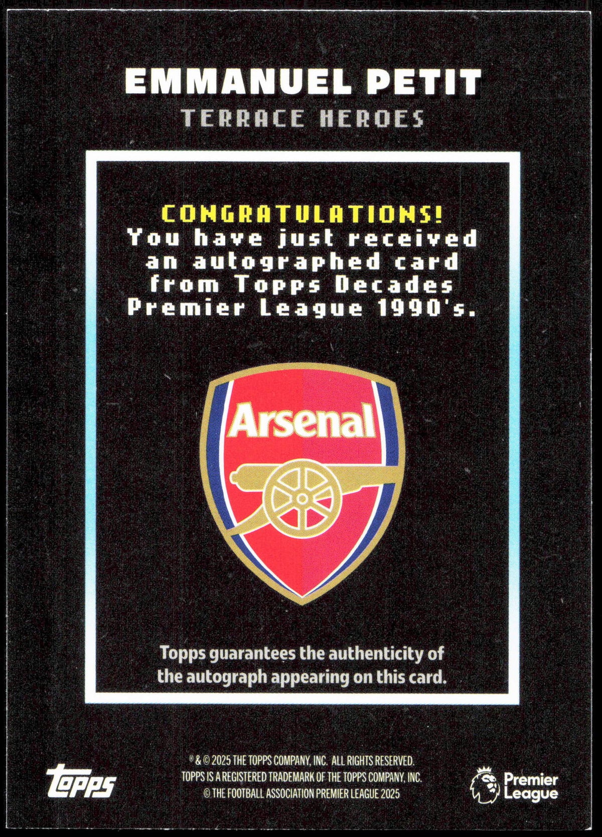 Terrace Base Card Topps Topps Emmanuel Petit Terrace Heroes Autograph 54/99 Decades Premier Le