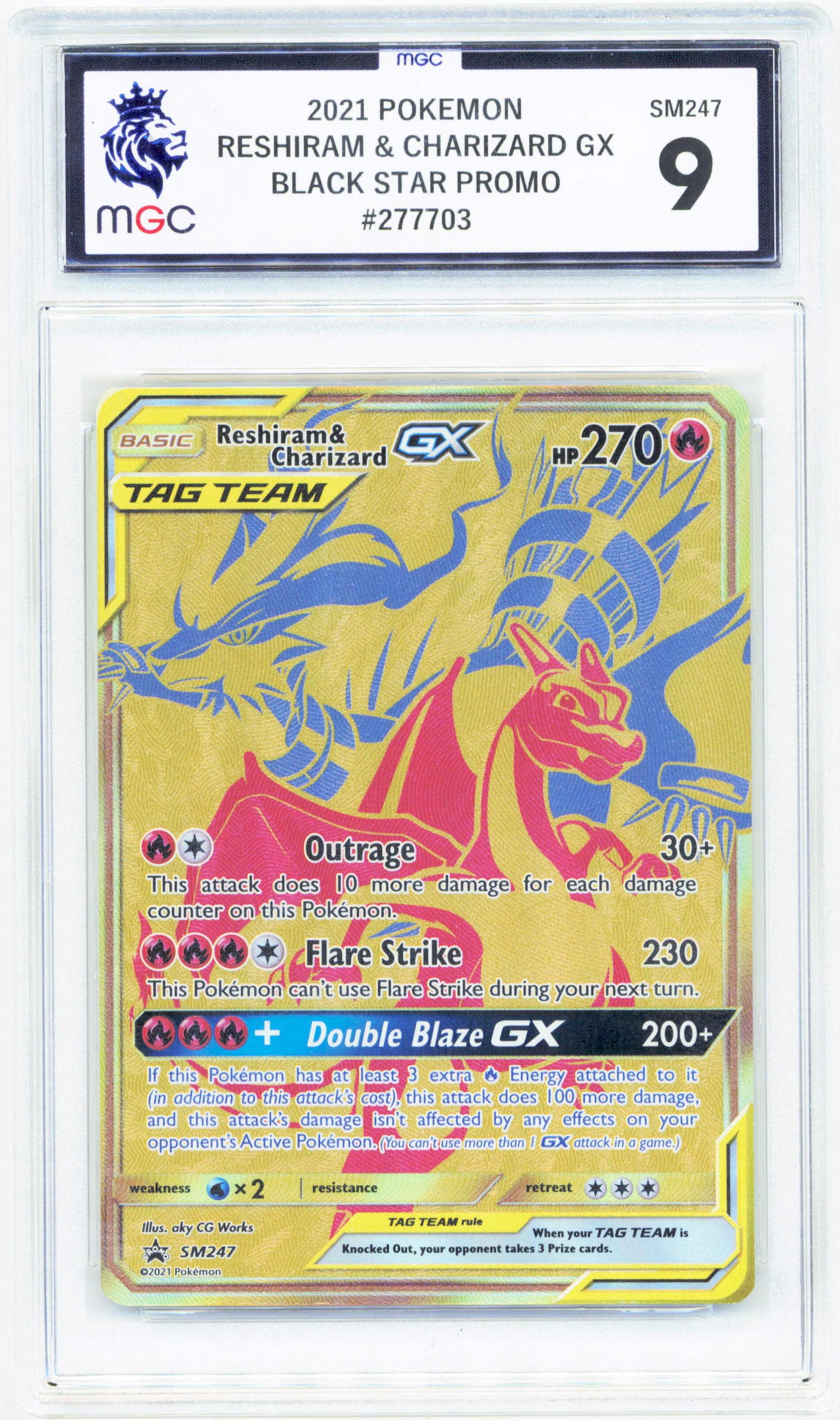 Pokemon Reshiram & Charizard GX SM247 Full Art 2021 Black Star Promo MGC 9