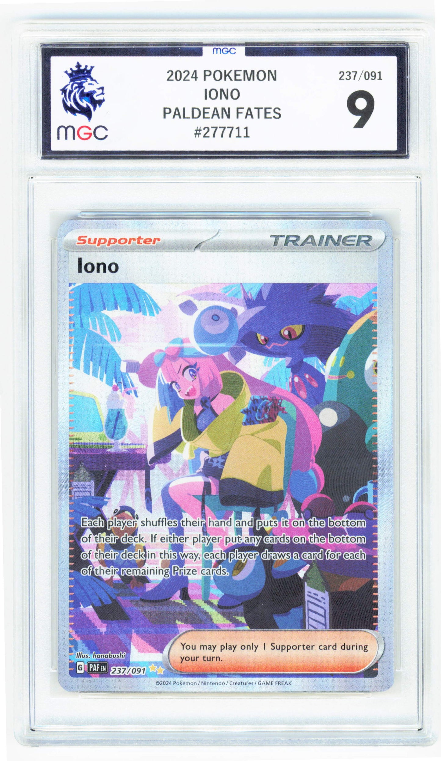 Pokemon Iono 237/091 Special Illustration Rare 2024 Paldean Fates MGC 9
