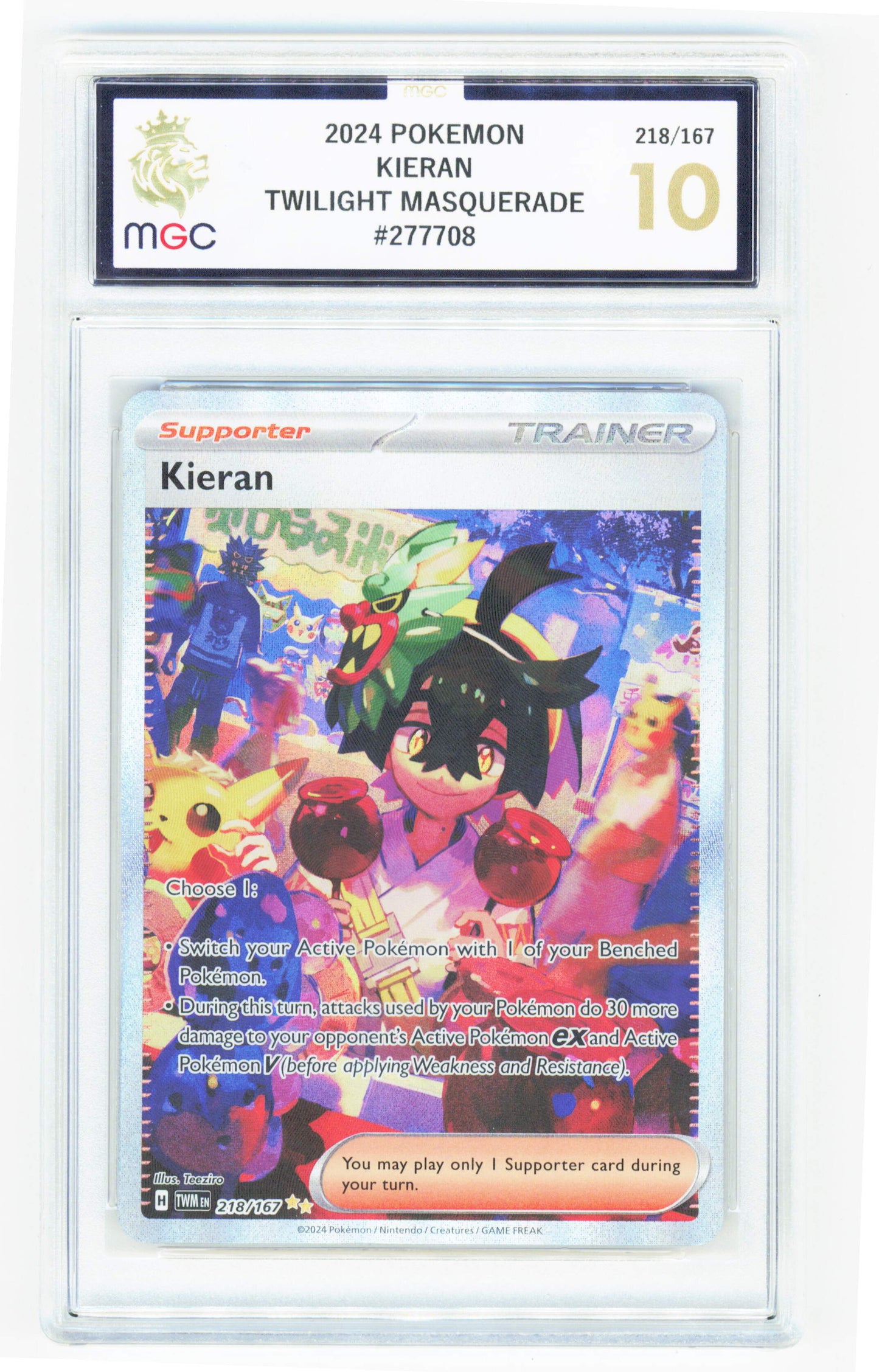 Pokemon Kieran 218/167 Special Illustration Rare 2024 Twilight Masquerade MGC 10