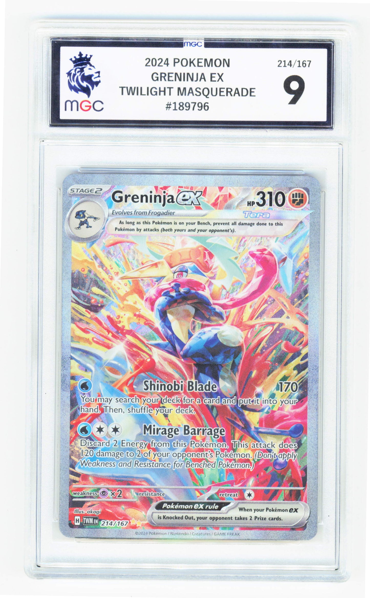 Pokemon Greninja EX 214/167 Special Illustration Rare 2024 Twilight Masquerade MGC 9