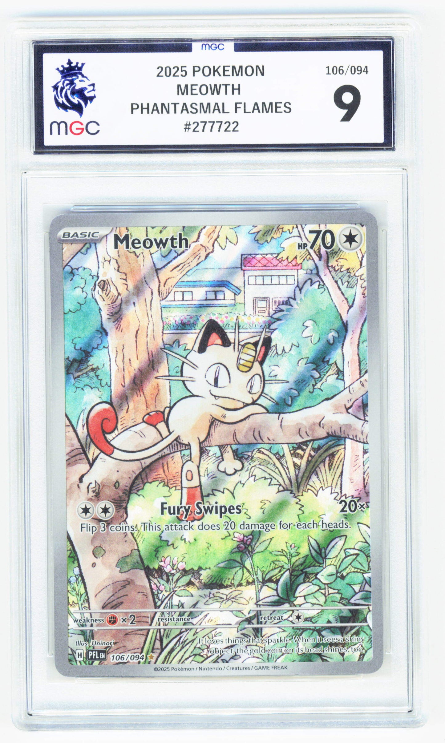 Pokemon Meowth 106/094 Illustration Rare 2025 Phantasmal Flames MGC 9