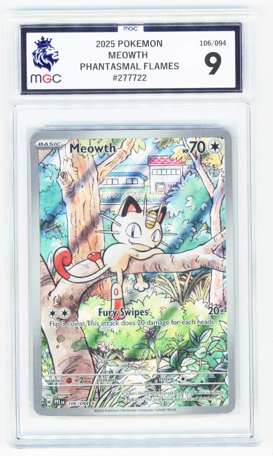 Pokemon Meowth 106/094 Illustration Rare 2025 Phantasmal Flames MGC 9