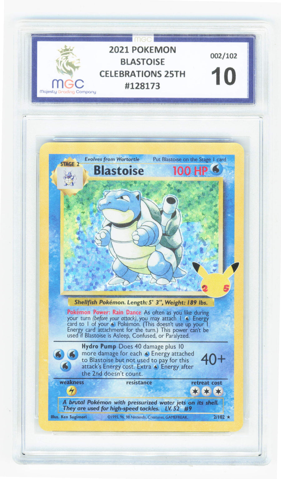 Pokemon Blastoise 2/102 Holo 2021 Celebrations 25th Anniversary Classic Collection MGC 10