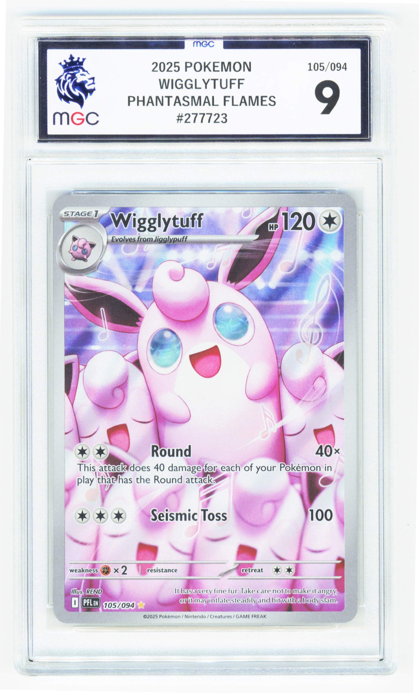 Pokemon Wigglytuff 105/094 Illustration Rare 2025 Phantasmal Flames MGC 9