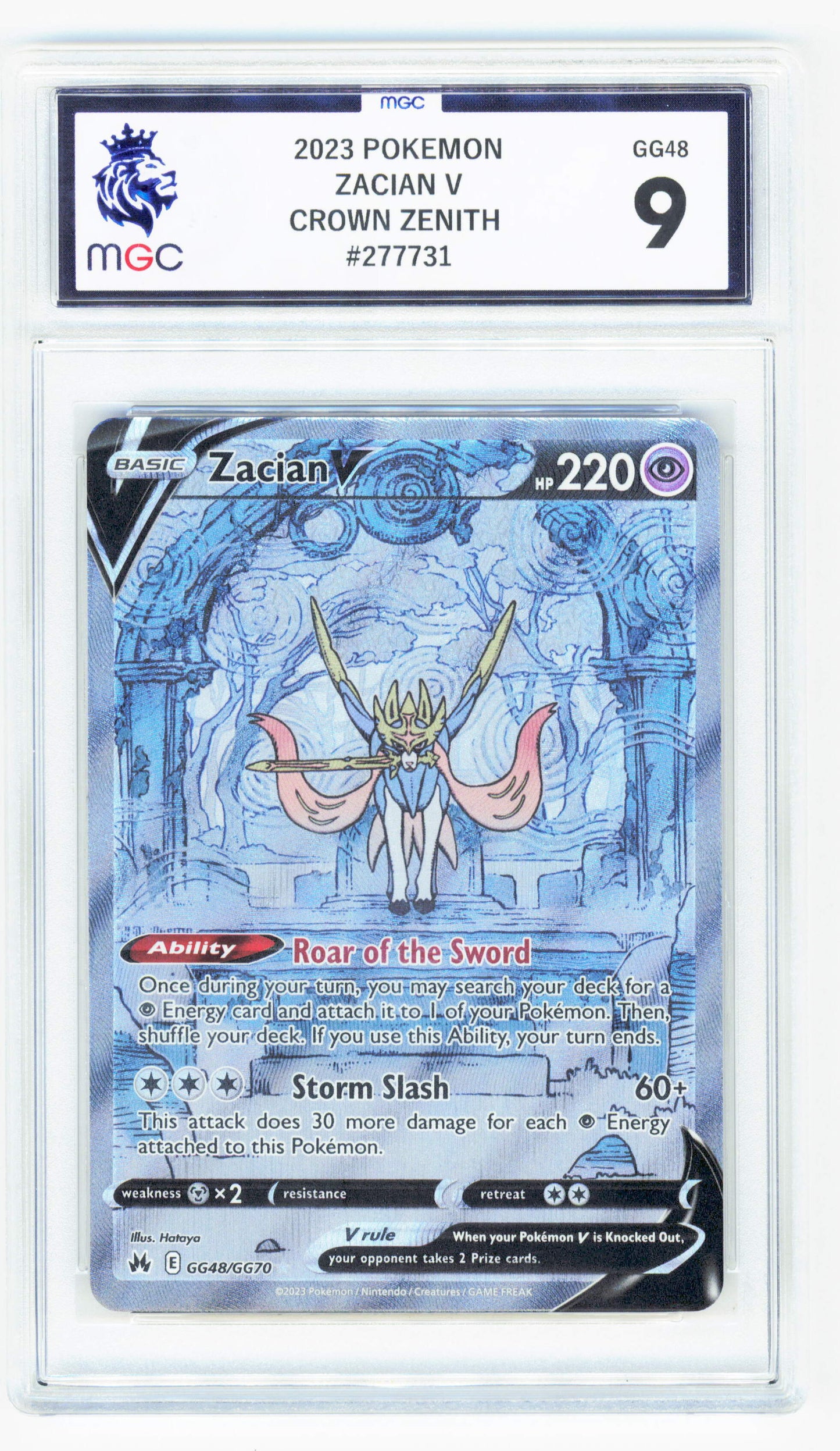 Pokemon Zacian V GG48/GG70 Full Art 2023 Crown Zenith MGC 9
