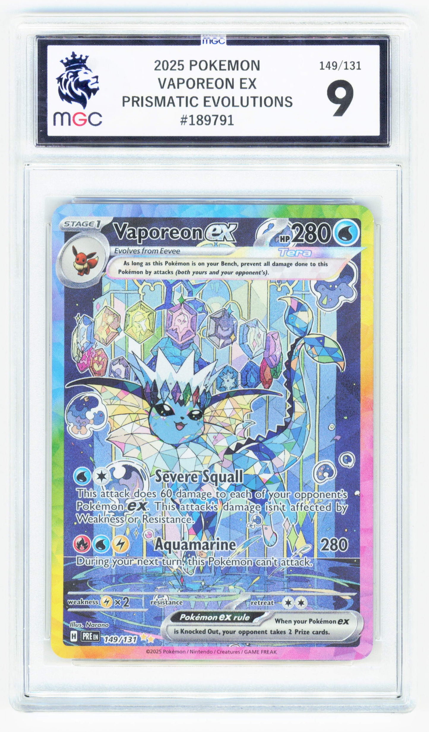 Pokemon Vaporeon EX 149/131 Special Illustration Rare 2025 Prismatic Evolutions MGC 9
