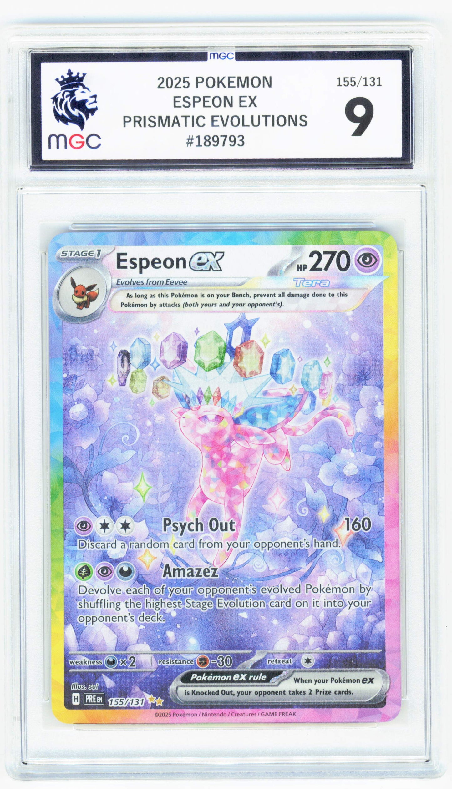 Pokemon Espeon EX 155/131 Special Illustration Rare 2025 Prismatic Evolutions MGC 9