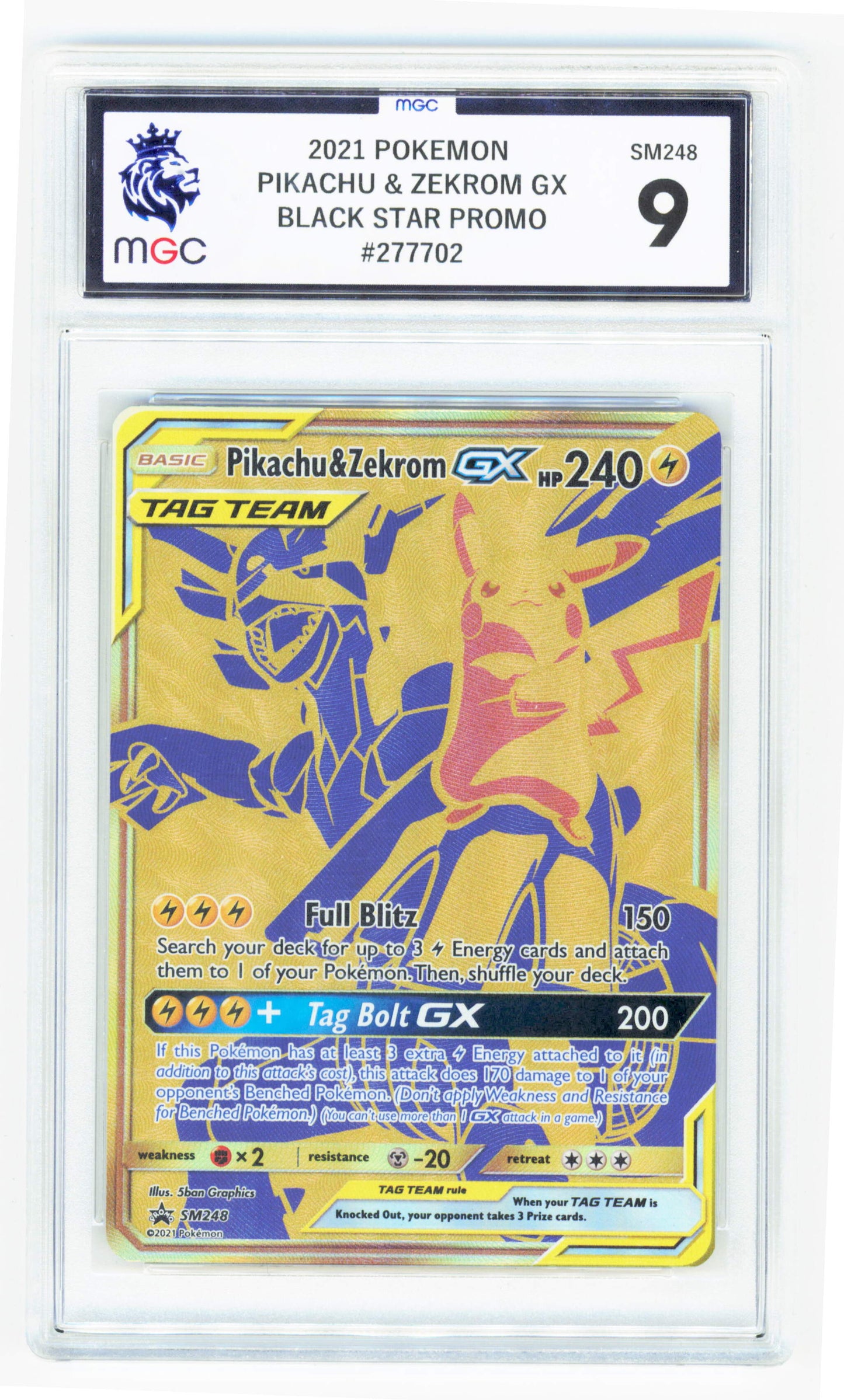 Pokemon Pikachu & Zekrom GX SM248 Full Art 2021 Black Star Promo MGC 9