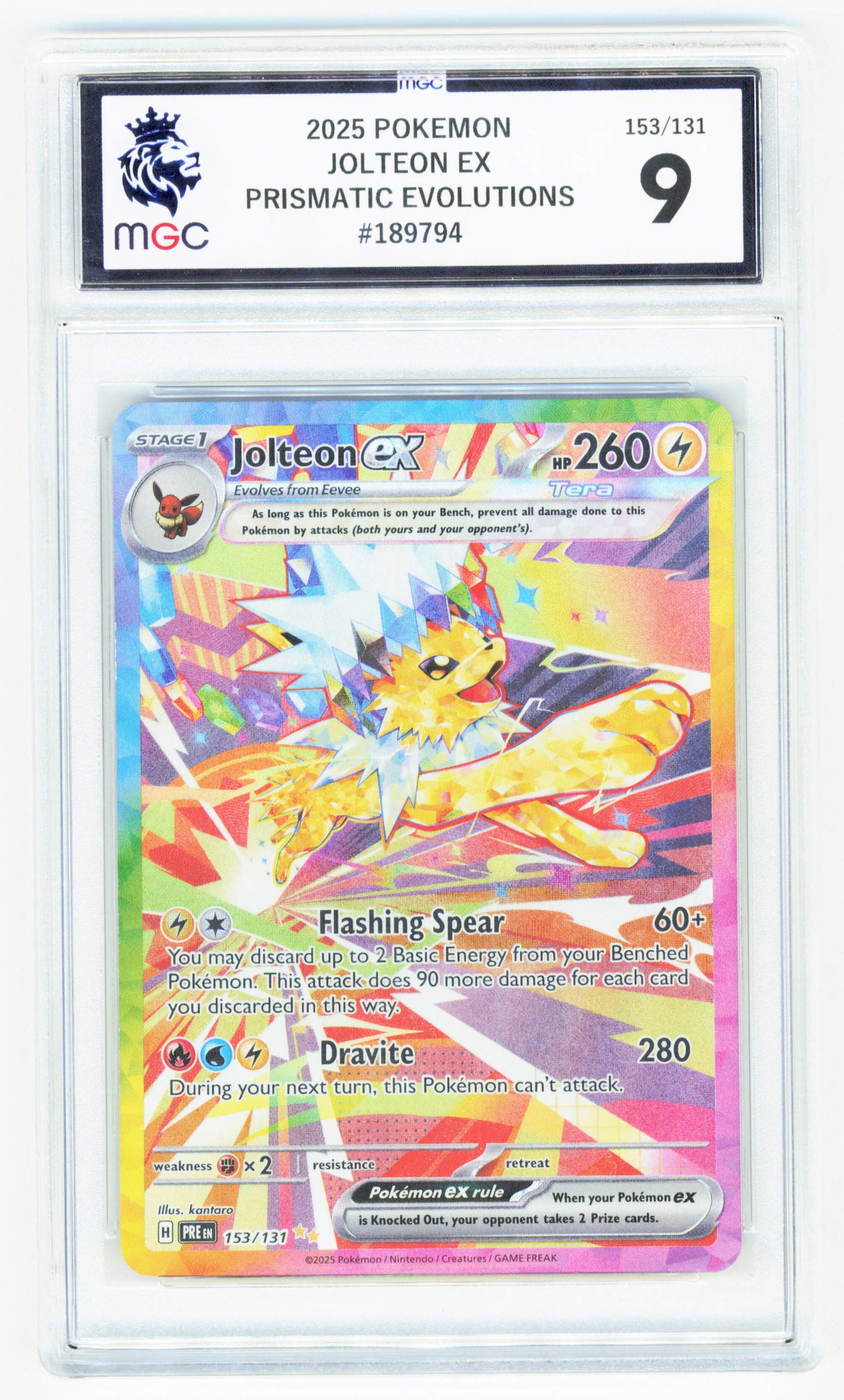 Pokemon Jolteon EX 153/131 Special Illustration Rare 2025 Prismatic Evolutions MGC 9