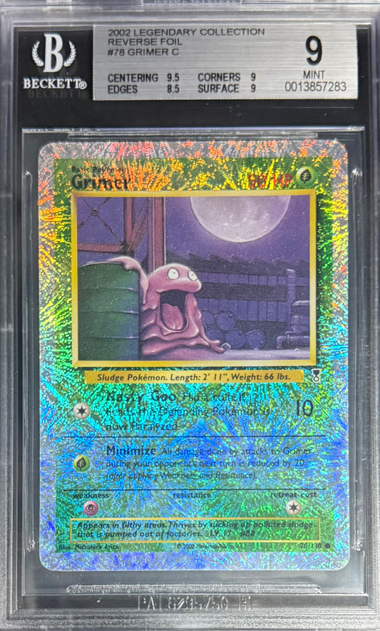Pokemon Grimmer C 78/110 Reverse Foil Pokemon Legendary Collection 2002 Beckett BGS 9