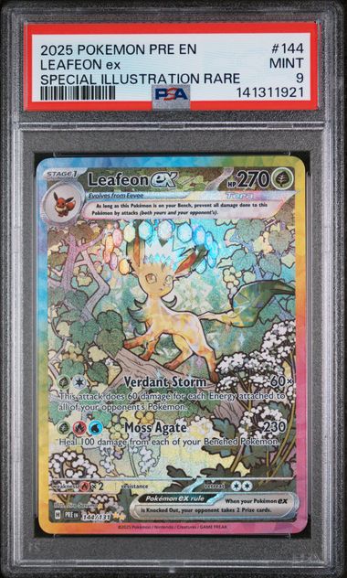 Pokemon Leafeon EX 144/131 Special Illustration Rare 2025 Prismatic Evolution PSA 9