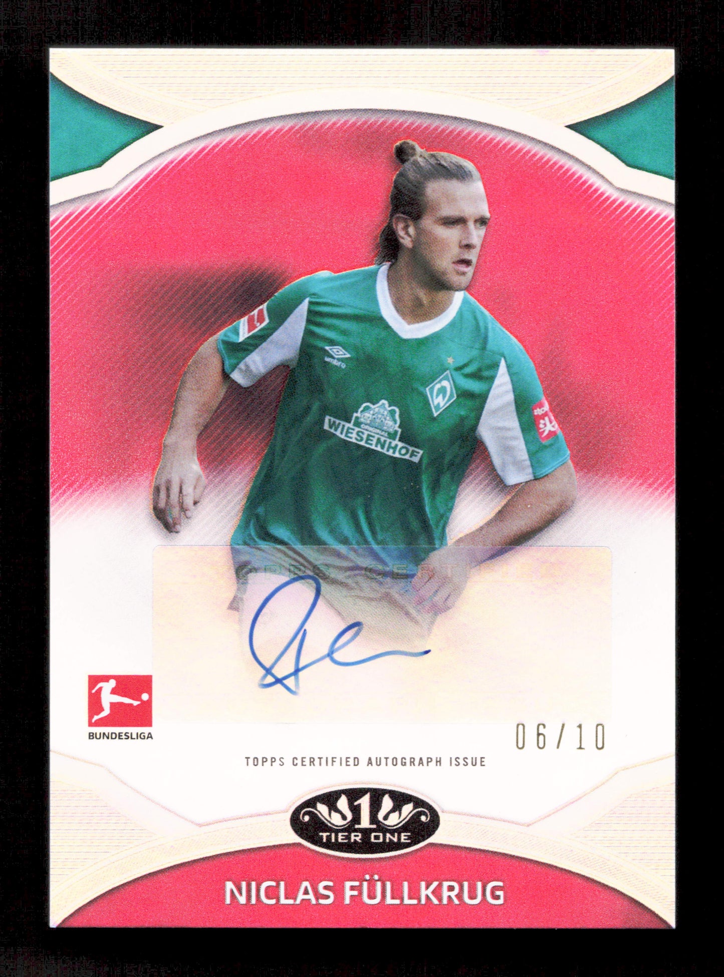 Topps Niclas Fullkrug Red Prime Autograph Card /10 Tier One Bundesliga 2020-21
